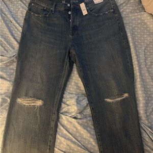 J. Crew Distressed Blue Straight Leg Jeans